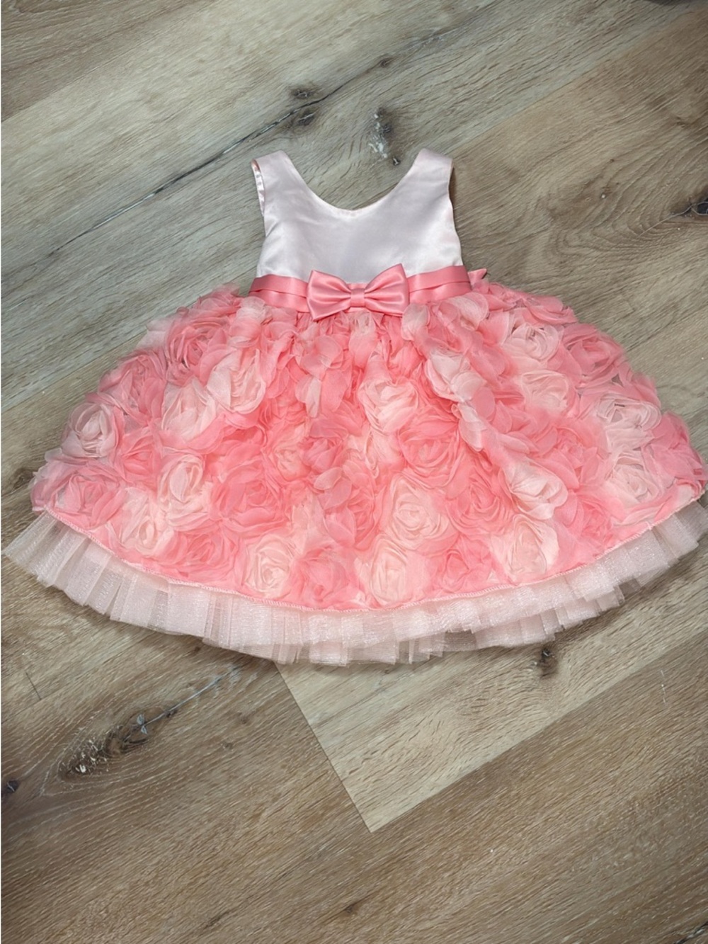 American Princess Pink and White Floral Rosette Party Dress